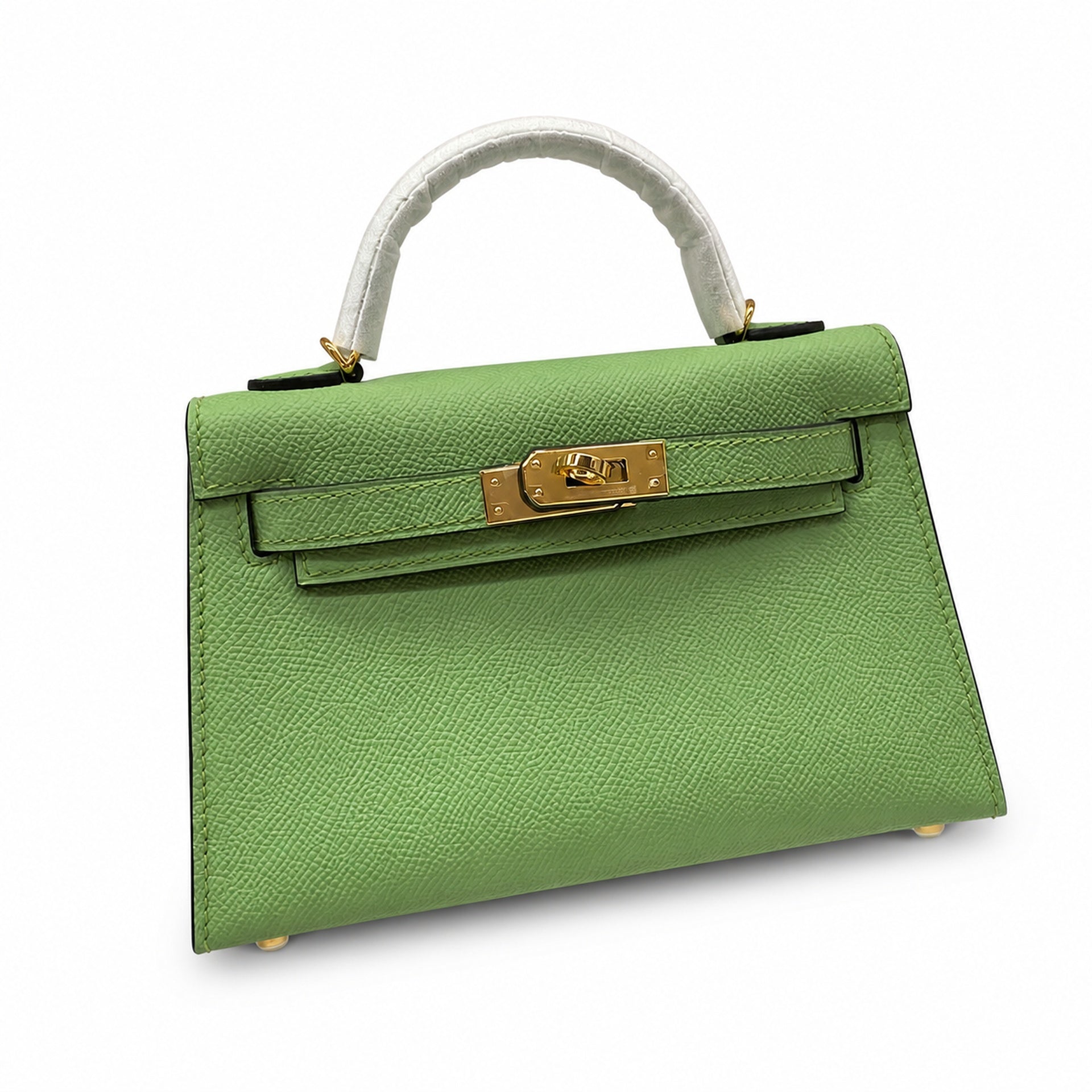 In stock: second generation Kelly 19cm imported Epsom leather avocado green 🥑 gold and silver buckle wax thread