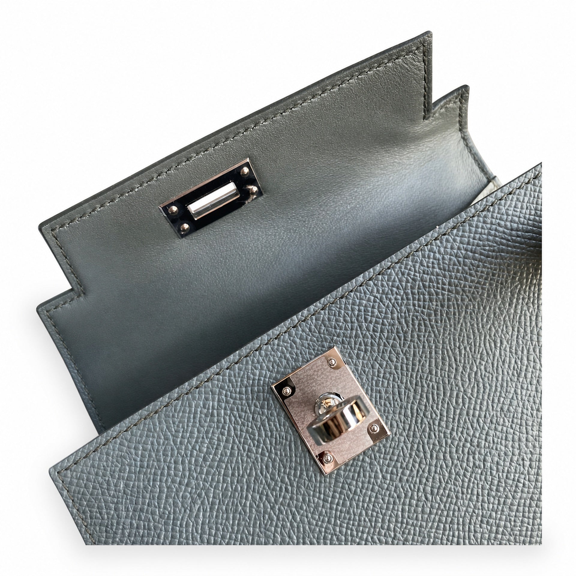 Fully hand-sewn👉Second generation Mini Kelly 19cm imported Epsom leather almond green silver buckle