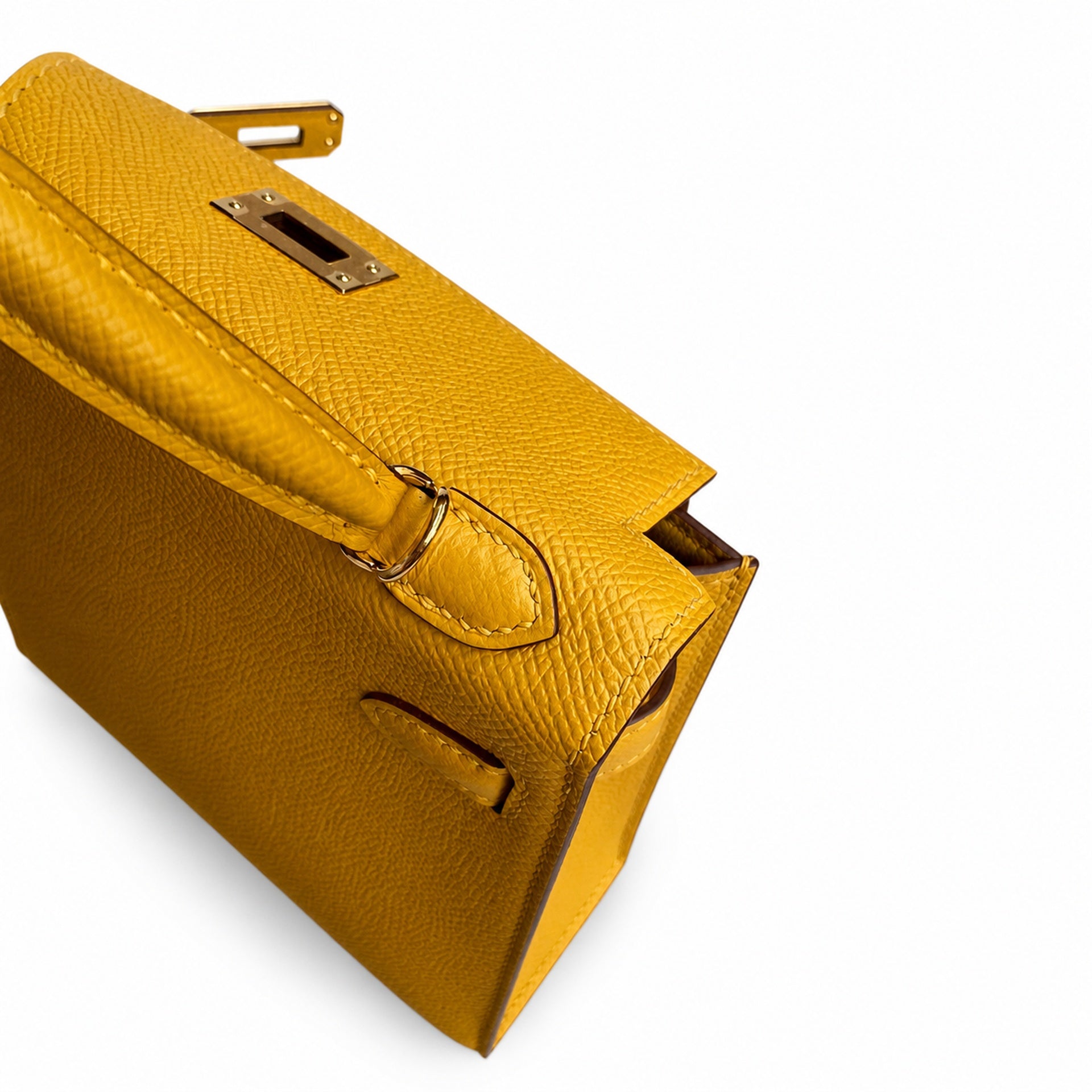 Fully hand-sewn👉Second generation Mini Kelly 19cm imported Epsom leather amber yellow gold buckle