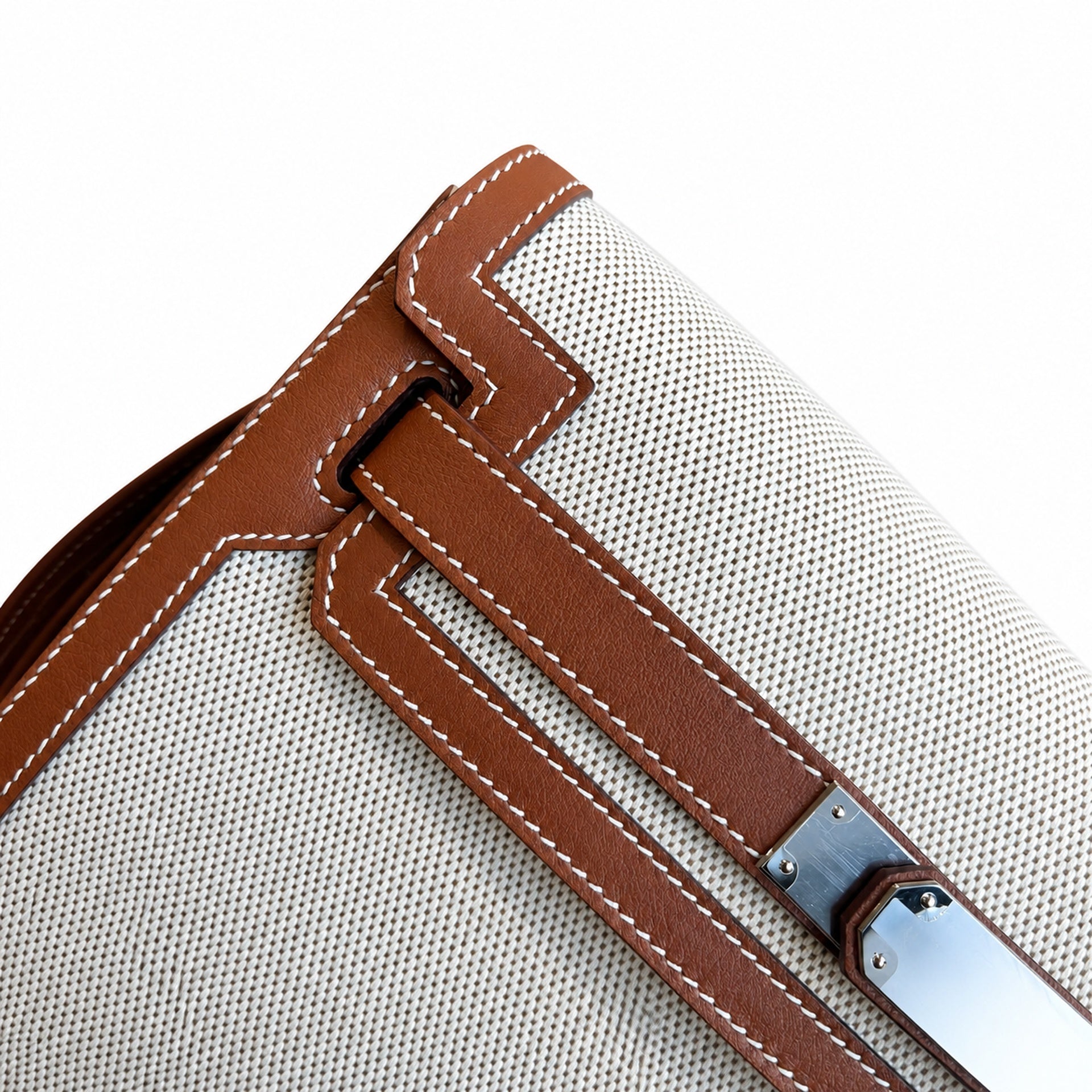 Kelly Depeches 25 clutch, canvas and swift leather (with additional shoulder strap), can be carried cross-body, can be carried by hand or on the wrist, daily needs, seamless switching between business