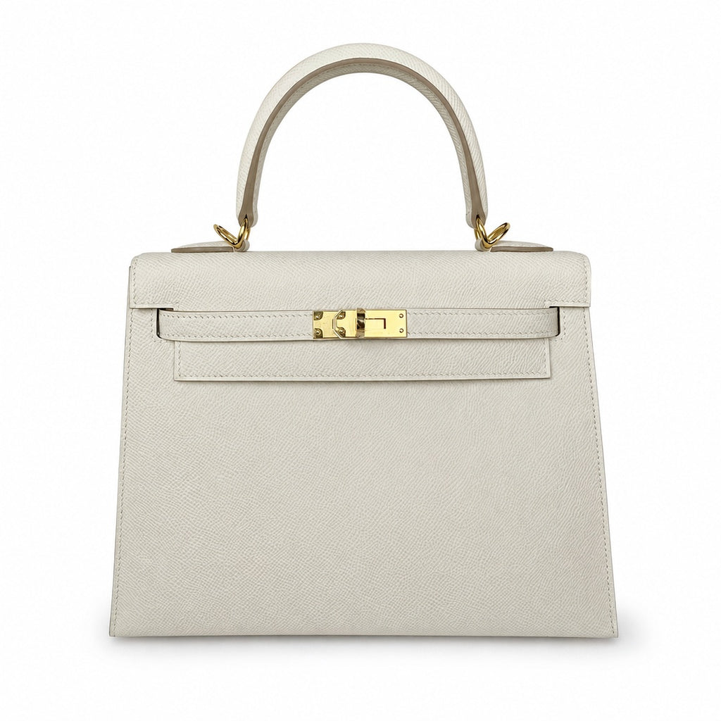 Custom order💕kelly25 milkshake white epsom gold buckle fully hand-stitched with wax thread