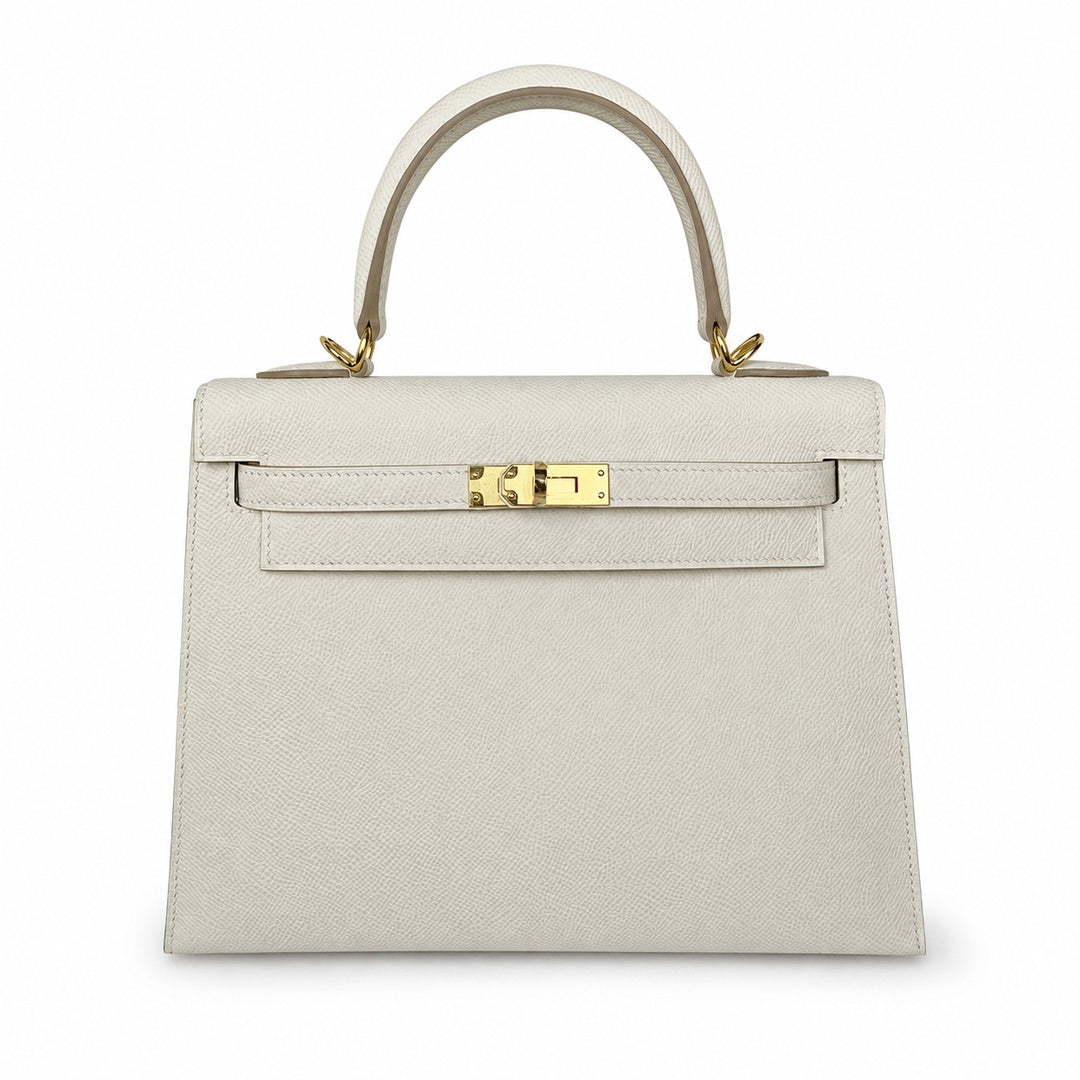 Custom order💕kelly25 milkshake white epsom gold buckle fully hand-stitched with wax thread