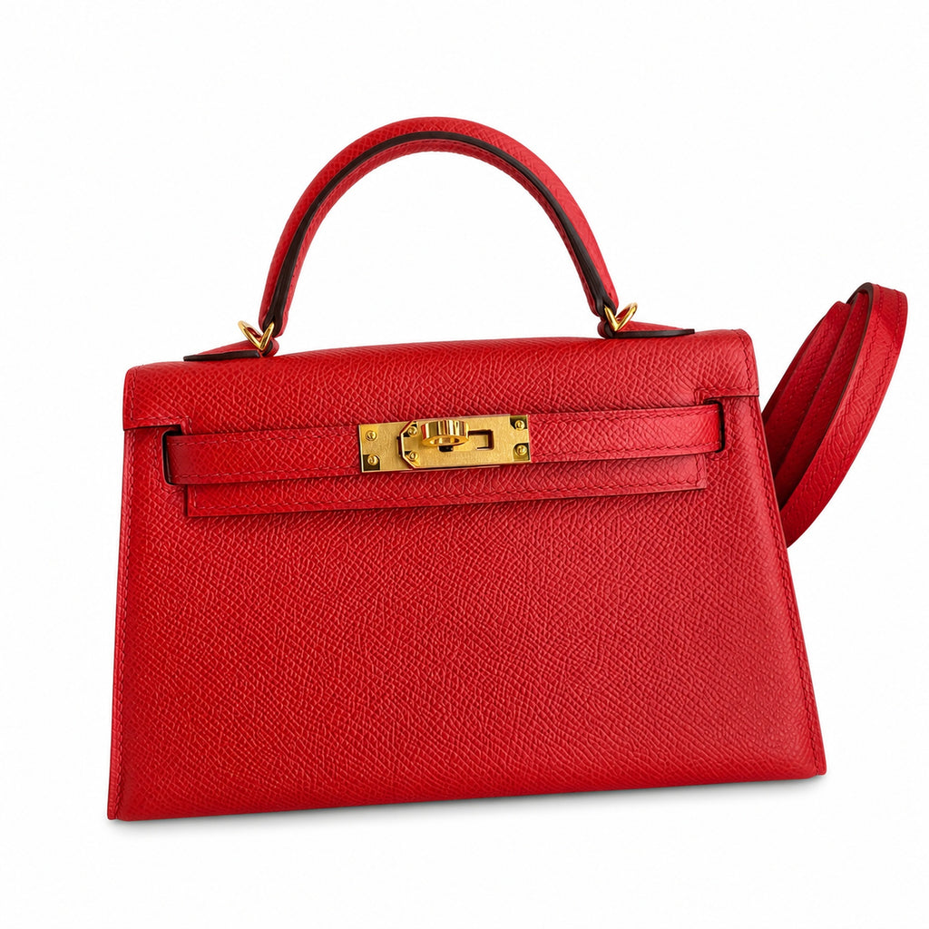 Fully hand-sewn👉Second generation Mini Kelly 19cm imported Epsom leather heart red gold buckle