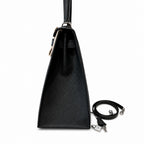 kelly32cm, ck89/Black, Epsom, sliver, all handmade‼ ️Kelly 32cm, black, palm print, silver buckle, high-end handmade exclusive customization‼ ️Purely hand-made nails, hand-engraved hardware, fine stee