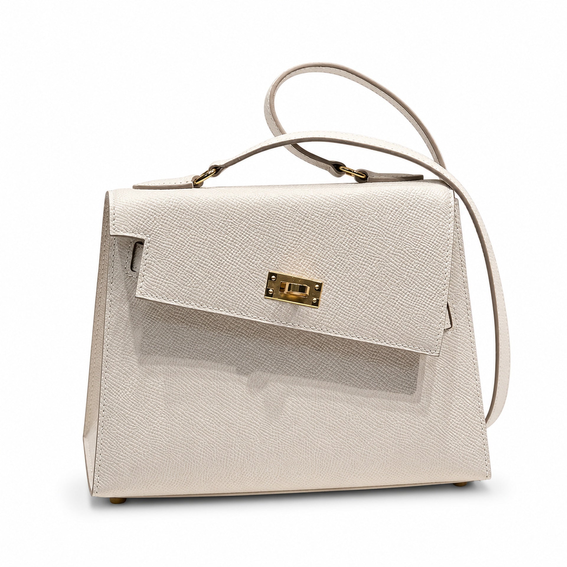KELLY II SELLIER double-sided Kelly 20cm 10 milkshake white epsom leather gold buckle