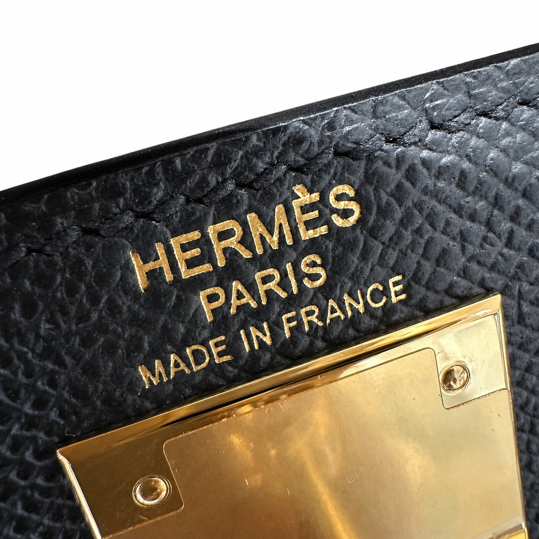kelly32cm, ck89/Black, Epsom, gold, all handmade‼ ️Kelly 32cm, black, palm print, gold buckle, high-end handmade exclusive customization‼ ️Purely hand-made nails, hand-engraved hardware, fine steel Di