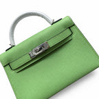 In stock: second generation Kelly 19cm imported Epsom leather avocado green 🥑 gold and silver buckle wax thread