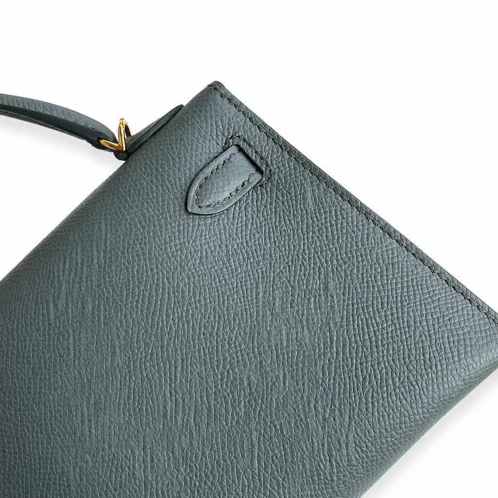 Fully hand-sewn👉Second generation Mini Kelly 19cm imported Epsom leather almond green gold buckle