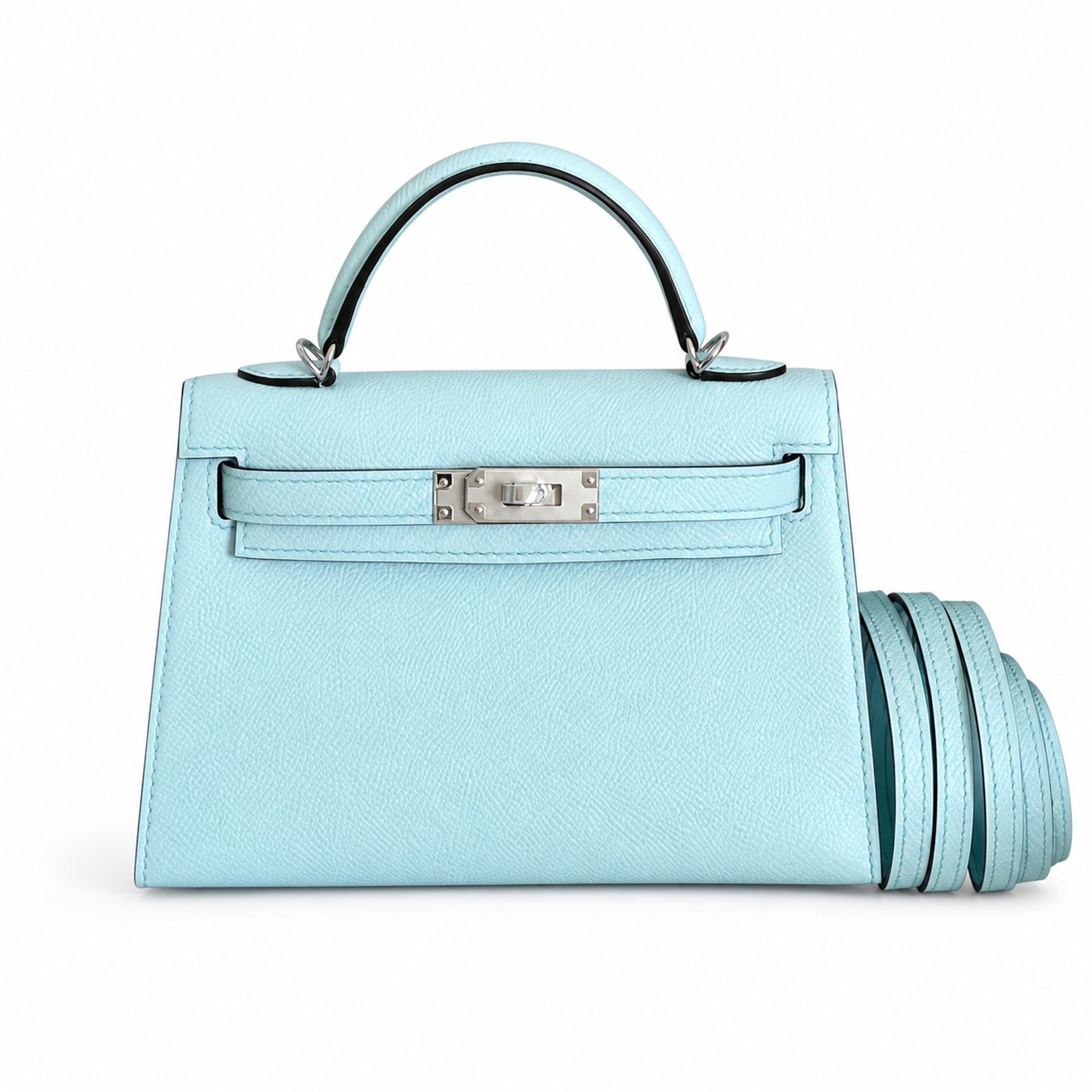 ❷Kelly mini 2nd generation collection🈴Picture 19cm Epsom palm print leather silver buckle series