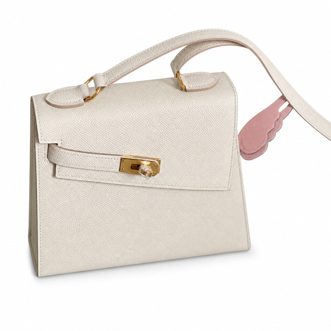 Latest new style 🆕 kelly latest style FW 2022 double-sided kelly epsom leather double-sided irregular design bold change new look more handsome and stylish 10 milkshake white gold buckle