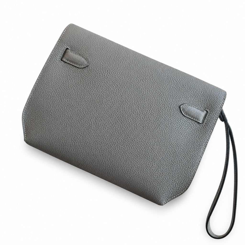 Kelly Depeches 25 clutch, Togo leather (with additional shoulder strap), can be worn cross-body, can be carried by hand or on the wrist, daily needs, seamless switch between business/leisure - central