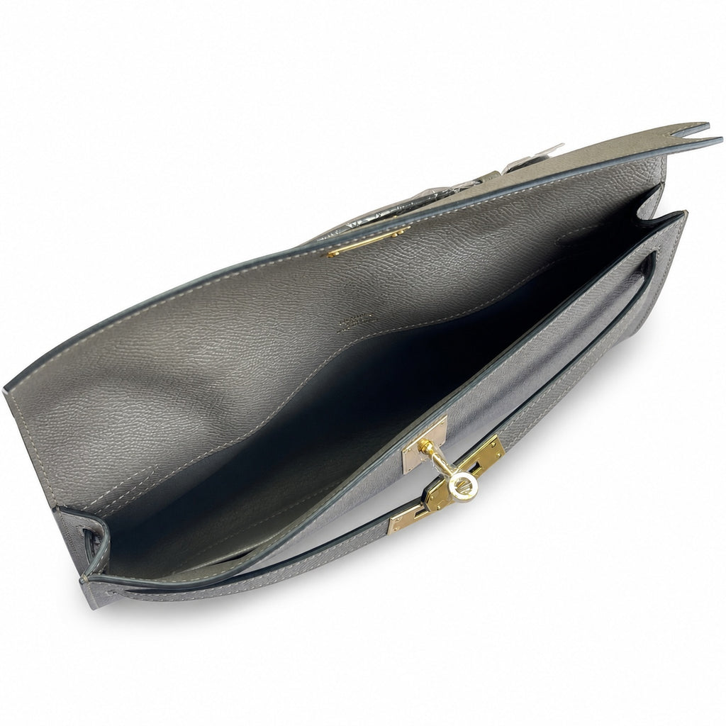 Kelly Cut 31 Clutch Epsom Leather Picture Pewter Gray