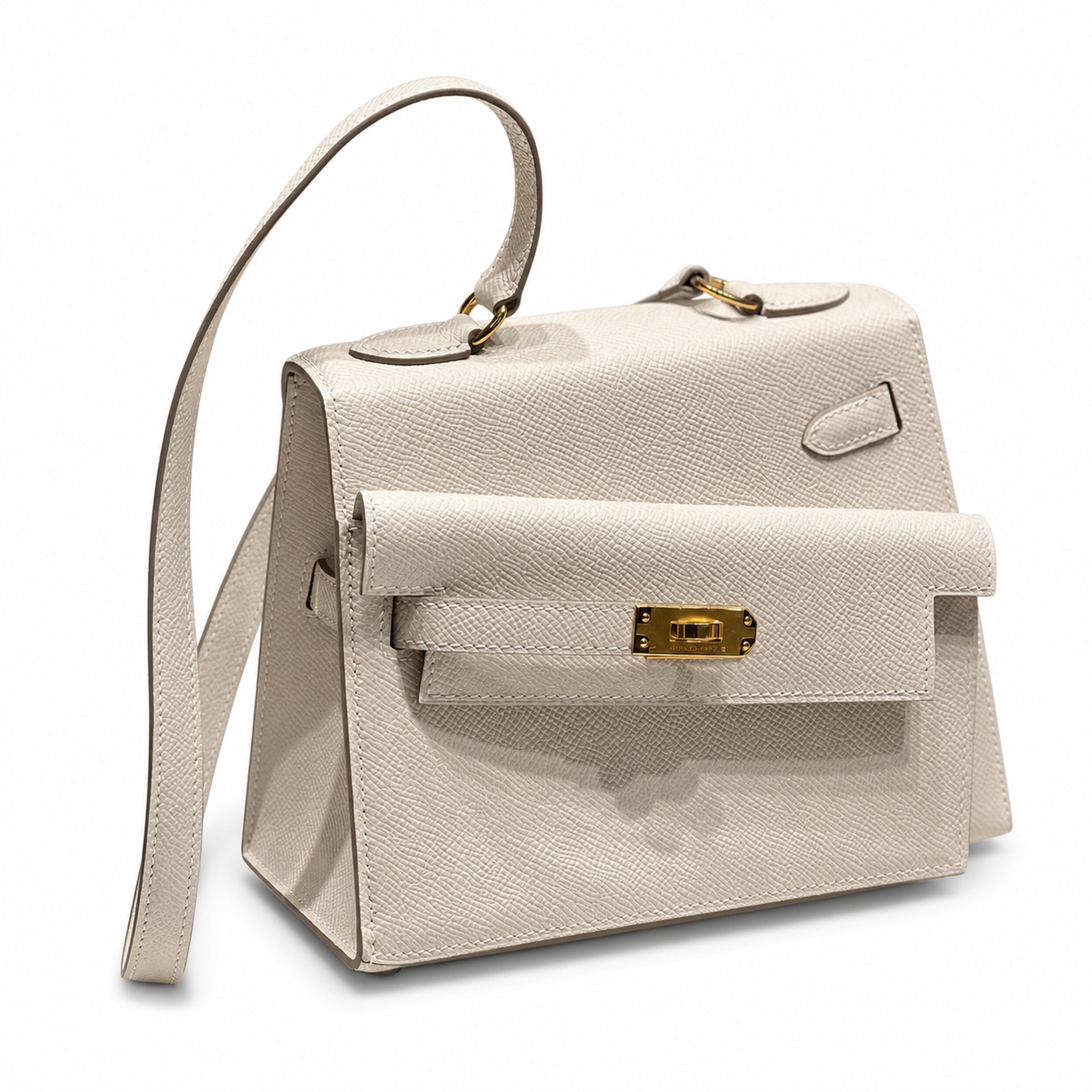 KELLY II SELLIER double-sided Kelly 20cm 10 milkshake white epsom leather gold buckle