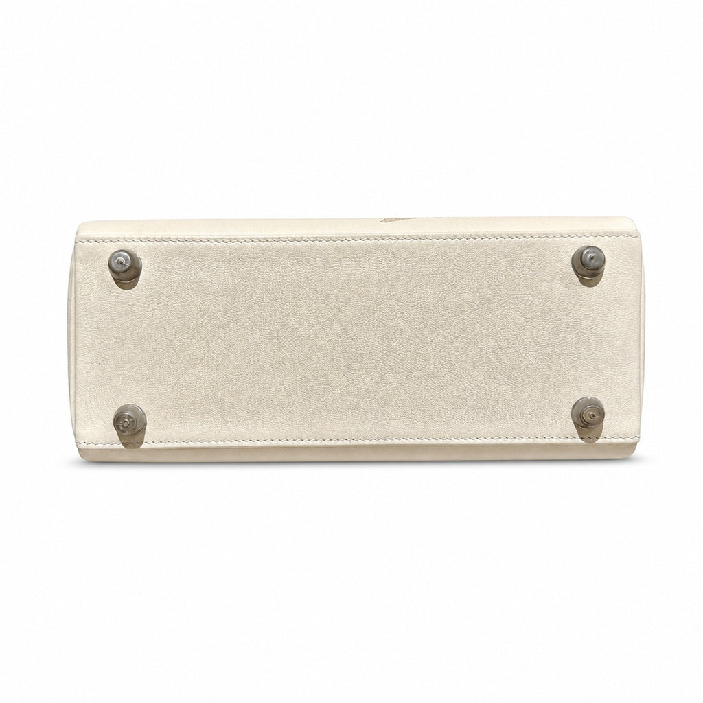 kelly in and out25cm, i2/Nata, Epsom, sliver, all handmade‼ ️Kelly Graffiti 25cm, cream white, palm print, silver buckle, high-end handmade exclusive customization‼ ️Purely hand-made nails, hand-engra