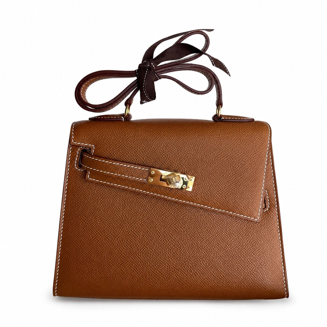 Custom order💕kelly desordre 20cm golden brown gold buckle epsom hand stitched double sided kelly
