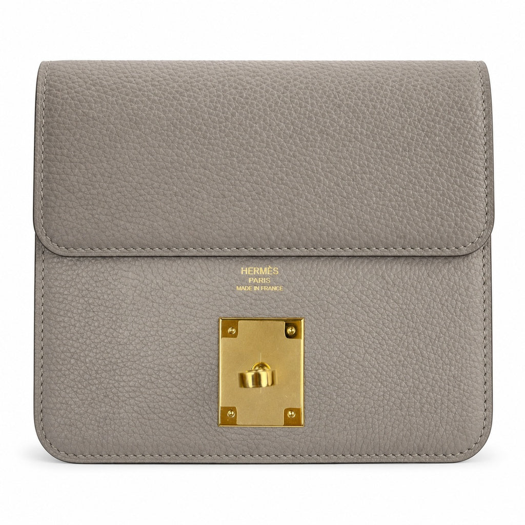 🆕 In stock Kelly Messenger messenger bag for men and women, light gray gold buckle, imported leather, all-steel hand-waxed thread, the highest cost-effectiveness on the Internet. The classic combinati