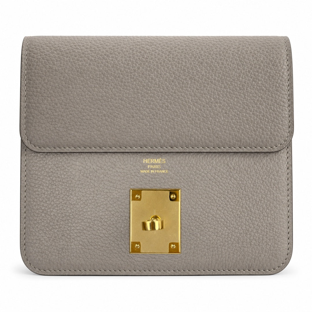 🆕 In stock Kelly Messenger messenger bag for men and women, light gray gold buckle, imported leather, all-steel hand-waxed thread, the highest cost-effectiveness on the Internet. The classic combinati