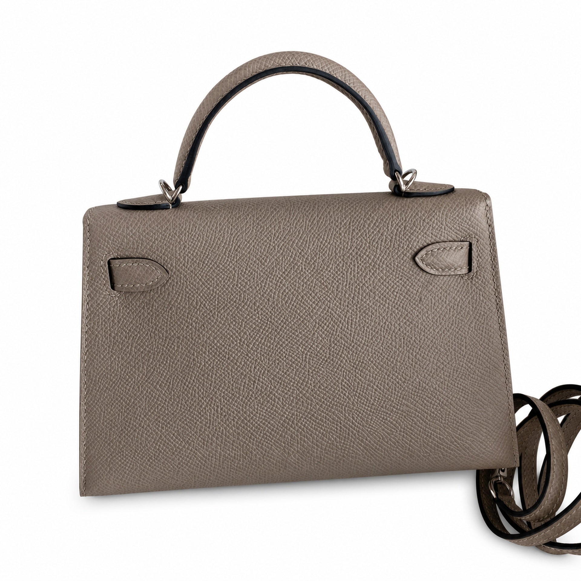 Fully hand-sewn👉Second generation Mini Kelly 19cm imported Epsom leather asphalt gray silver buckle