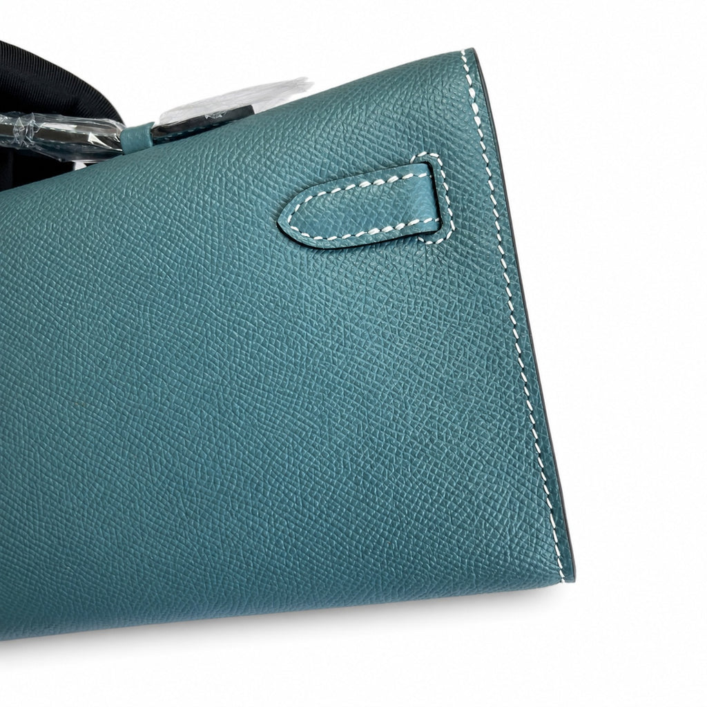 Kelly Cut 31 Clutch Epsom Leather Picture Denim Blue