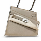 Kelly double-sided Desordre Epsom original palm print leather ck18 elephant gray Etoupe silver buckle PHW top hand sewing