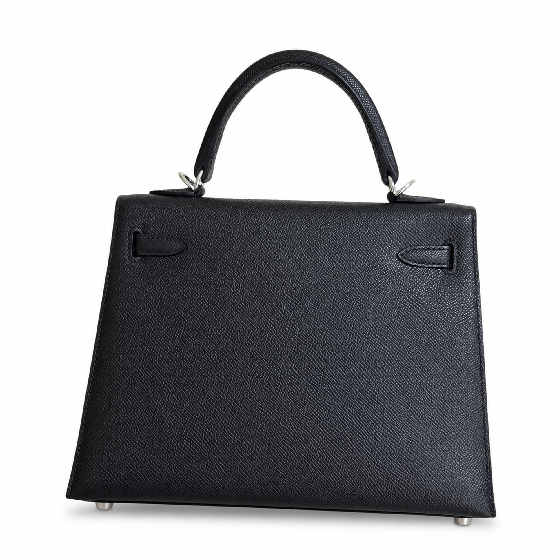 Black, gold and silver buckle, Kelly 25, imported Epsom