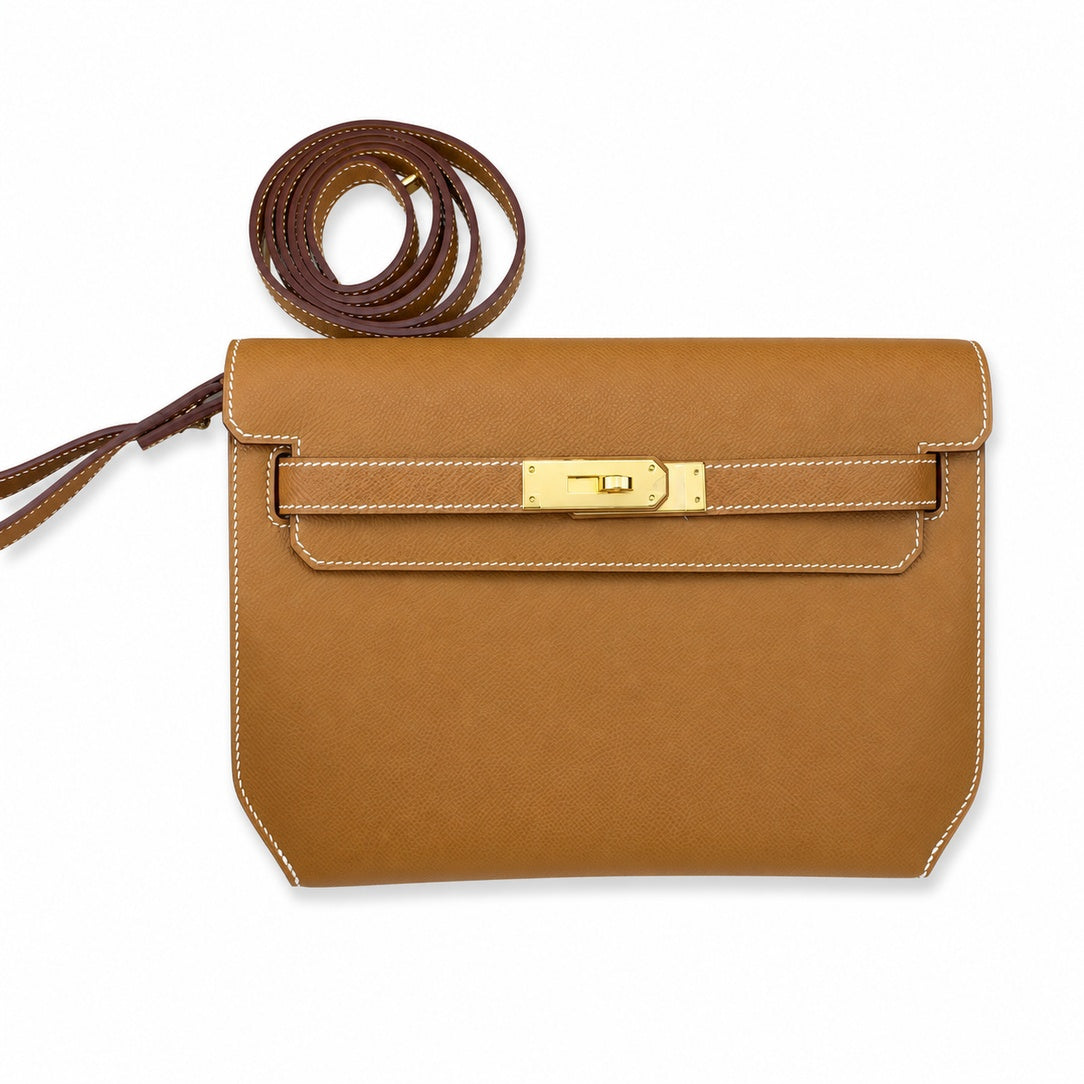 Kelly Depeches 25cm Epsom leather, 37 gold brown, gold buckle, the most in-class men's handbag Depeches25 This leather is really the best, with a shoulder strap, it instantly transforms into an armpit