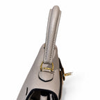 kelly25cm, M8/Gris Asphalte, Epsom, gold, all handmade‼ ️Kelly 25cm, asphalt gray, palm print, gold buckle, high-end handmade exclusive customization‼ ️Purely hand-made nails, hand-engraved hardware,