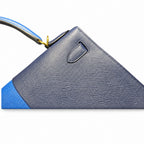 Kelly 28cm Epsom leather 73 Bleu Saphir sapphire blue combined with 71 Bleu France French blue top handcraft! Counter quality!