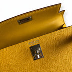Fully hand-sewn👉Second generation Mini Kelly 19cm imported Epsom leather amber yellow silver buckle