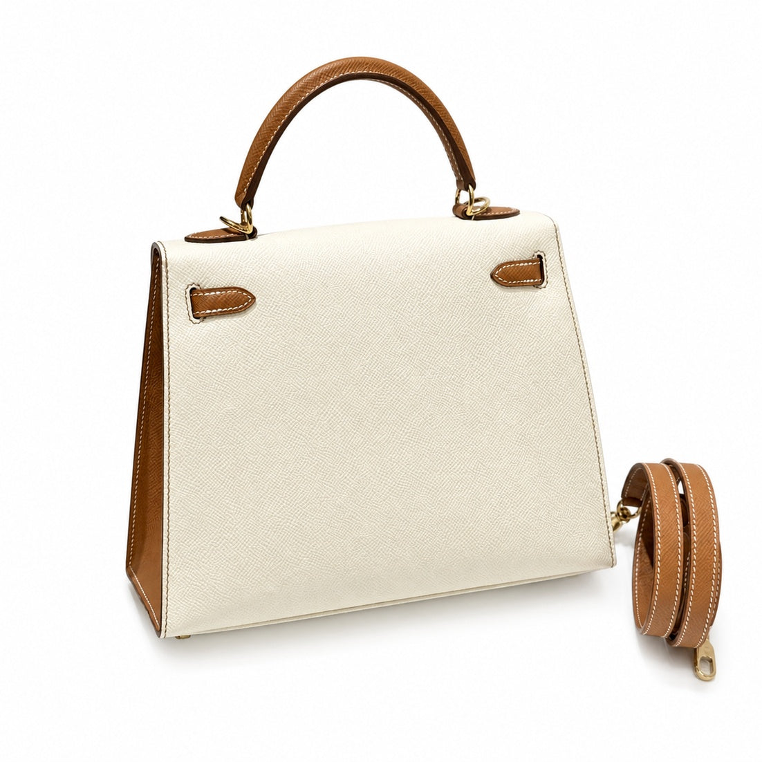 Kelly 25cm color-blocked Epsom leather, classic leather and color matching