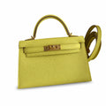 Fully hand-sewn👉Second generation Mini Kelly 19cm imported Epsom leather lemon yellow🍋 gold buckle