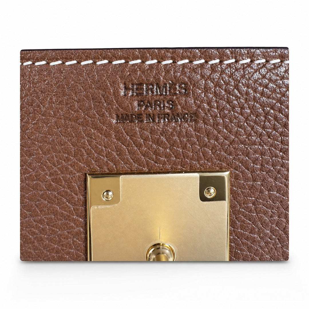 🆕 In stock Kelly Messenger messenger bag for men and women, Fubao leather gold brown gold buckle, imported leather, all-steel hand-waxed thread, the highest cost performance on the Internet. The class