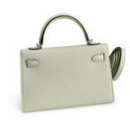 Ready stock: Fully hand-stitched 👉Second generation Mini Kelly 19cm imported Epsom leather bubble green silver buckle