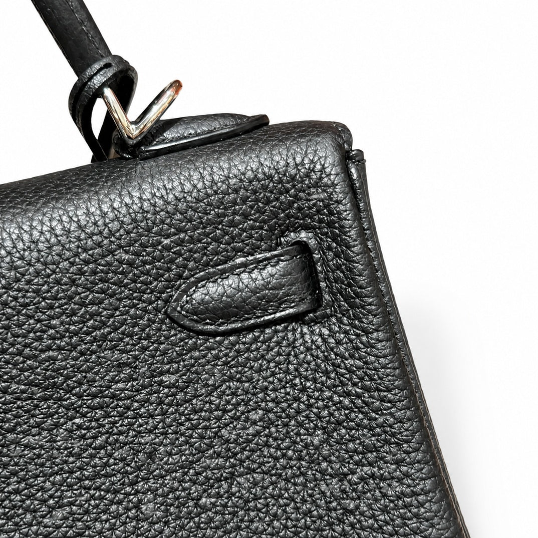 Kelly25cm, ck89/black, togo, silver, all handmade‼ Kelly 25cm, black, calfskin, silver buckle, top hand-stitched wax thread, high-end handmade exclusive customization‼ ️Purely hand-made nails, hand-en