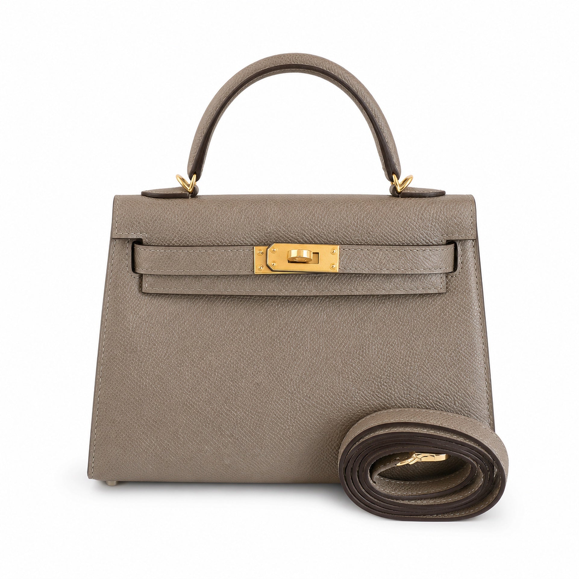❷Kelly mini 2nd generation collection🈴picture 19cm Epsom palm print leather gold buckle series