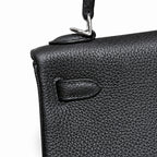 Kelly25cm, ck89/black, togo, silver, all handmade‼ Kelly 25cm, black, calfskin, silver buckle, top hand-stitched wax thread, high-end handmade exclusive customization‼ ️Purely hand-made nails, hand-en
