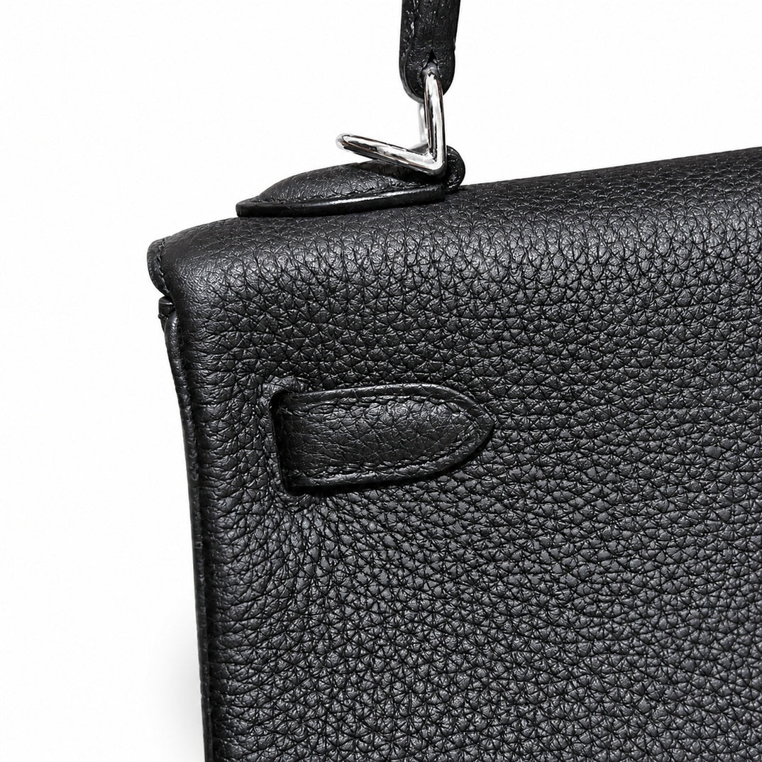 Kelly25cm, ck89/black, togo, silver, all handmade‼ Kelly 25cm, black, calfskin, silver buckle, top hand-stitched wax thread, high-end handmade exclusive customization‼ ️Purely hand-made nails, hand-en