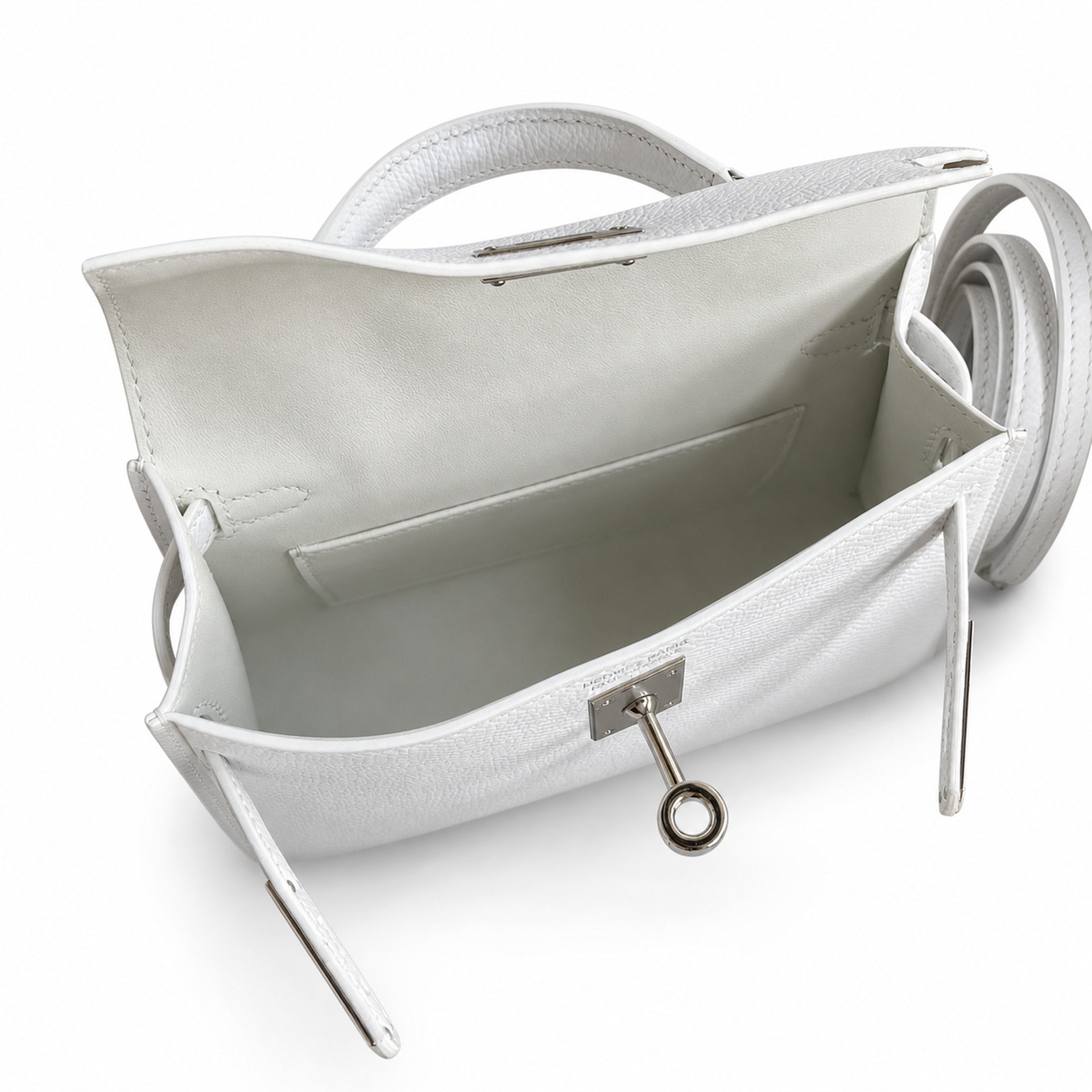 Fully hand-sewn👉Second generation Mini Kelly 19cm imported Epsom leather pure white silver buckle