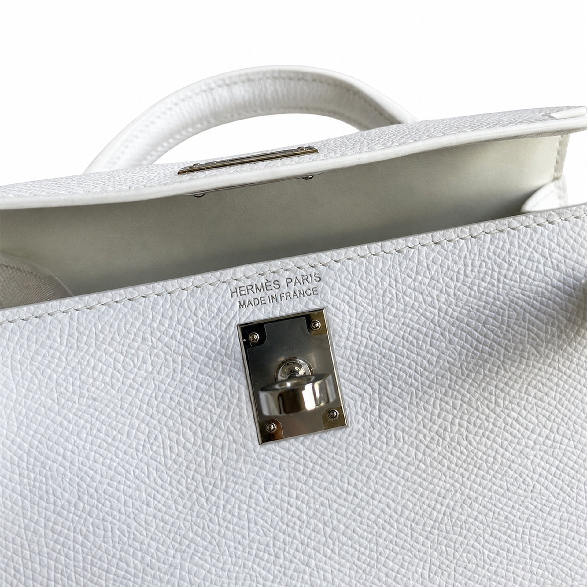 Fully hand-sewn👉Second generation Mini Kelly 19cm imported Epsom leather pure white silver buckle