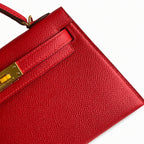 Fully hand-sewn👉Second generation Mini Kelly 19cm imported Epsom leather flag red gold buckle