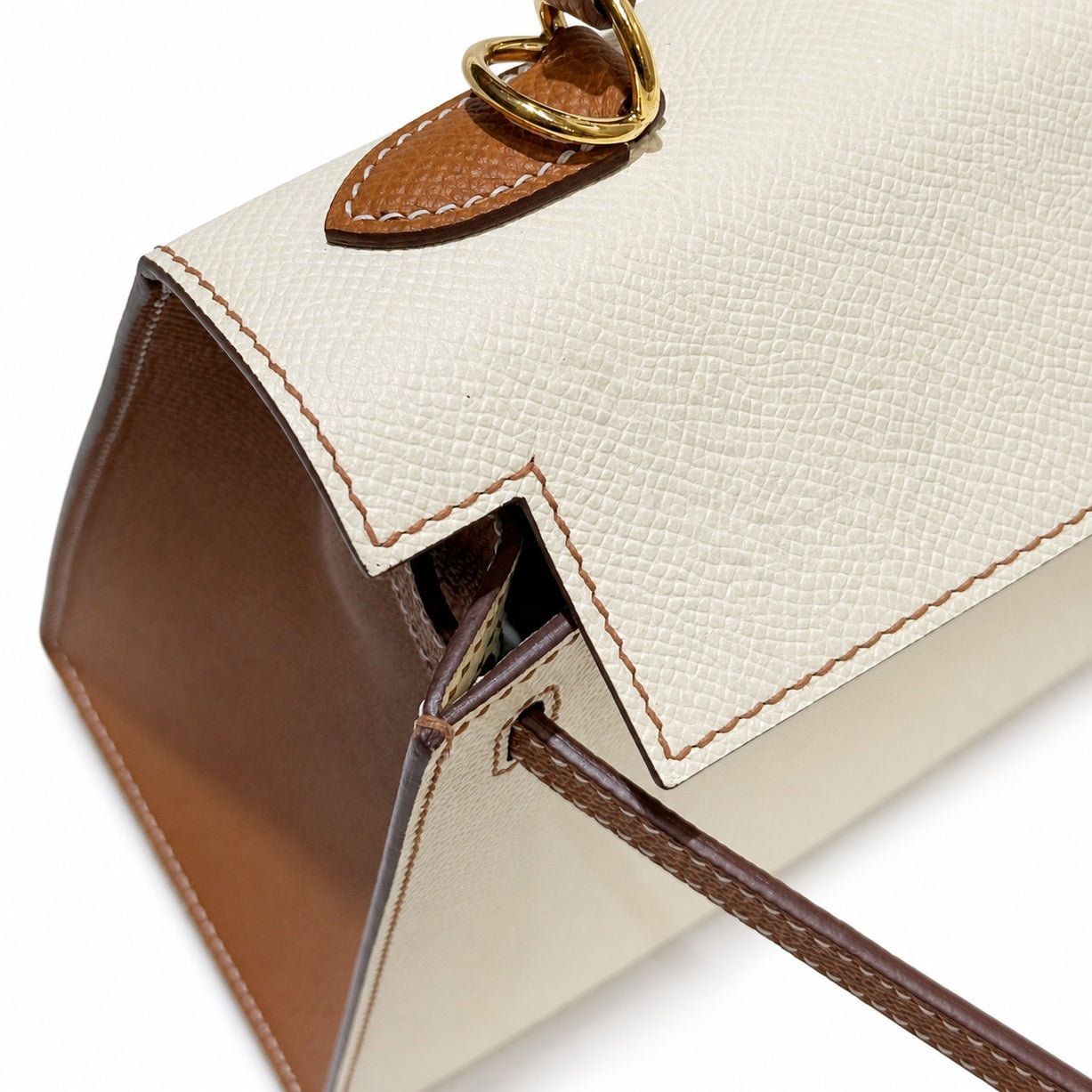 Kelly 25cm color-blocked Epsom leather, classic leather and color matching