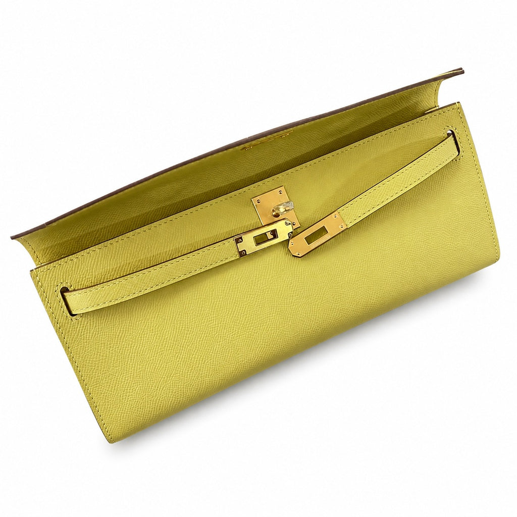 Kelly cut 31 clutch epsom chick yellow gold buckle ready stock