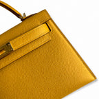 Fully hand-sewn👉Second generation Mini Kelly 19cm imported Epsom leather amber yellow gold buckle