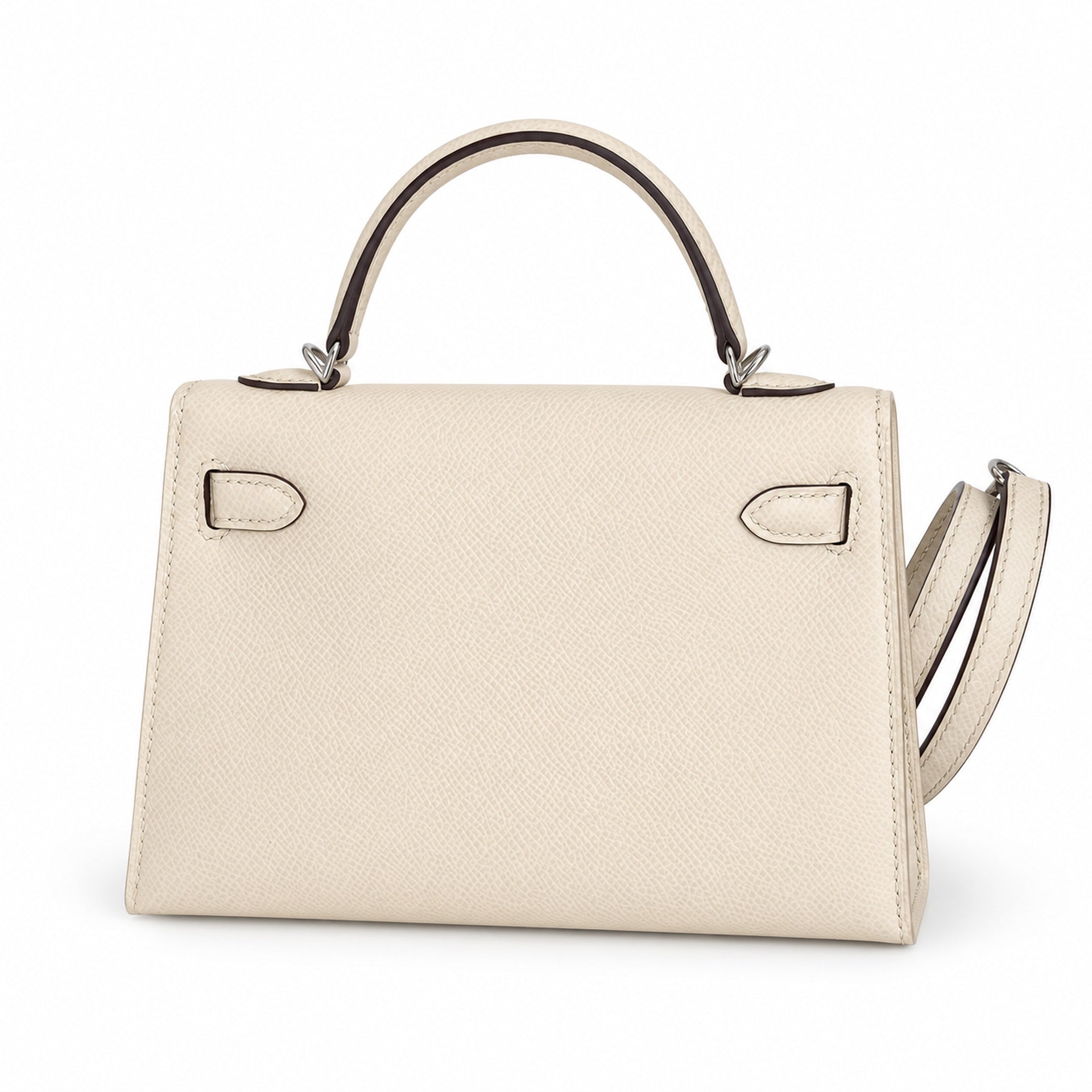 Fully hand-sewn👉Second generation Mini Kelly 19cm imported Epsom leather cream white silver buckle