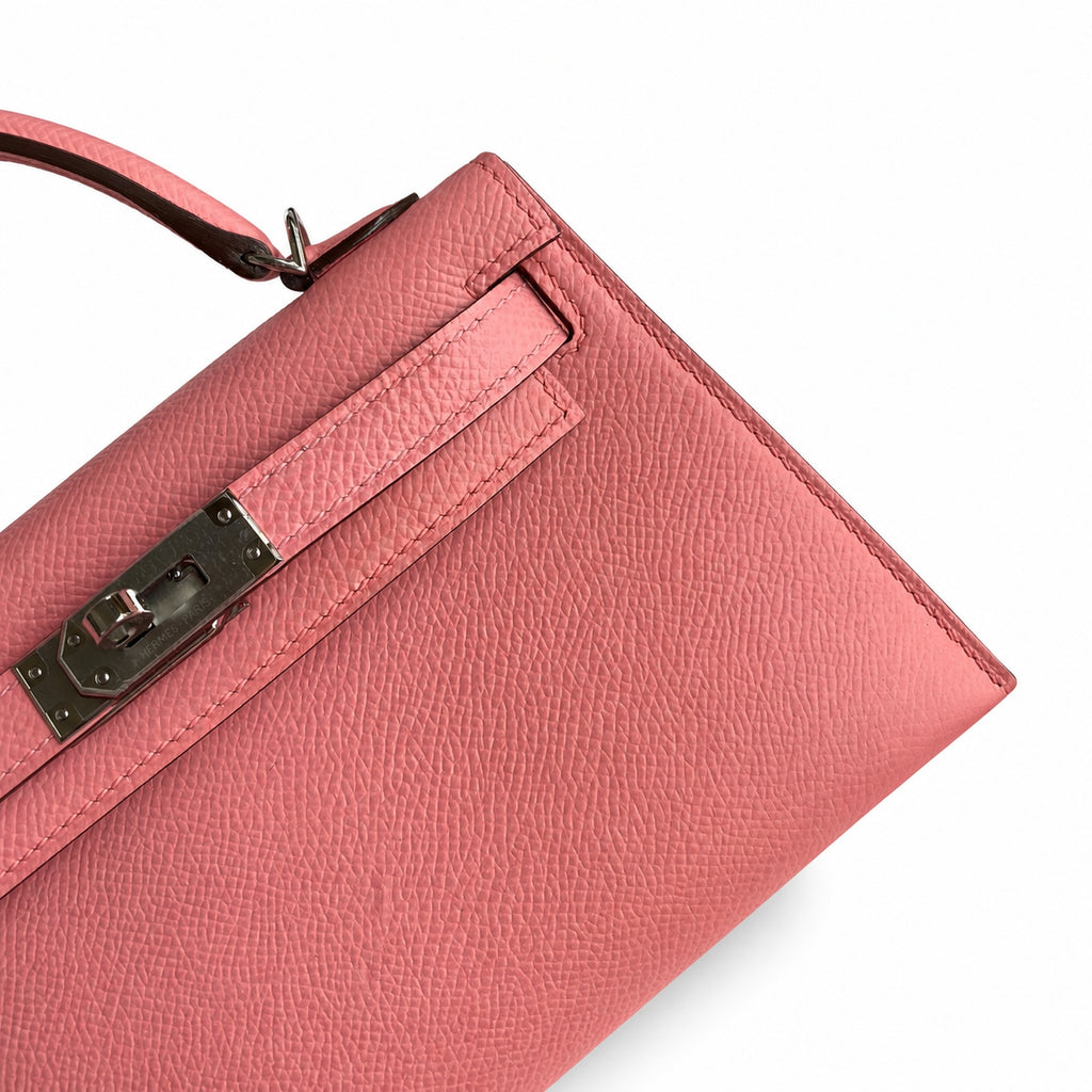 Fully hand-sewn👉Second generation Mini Kelly 19cm imported Epsom leather milkshake powder silver buckle