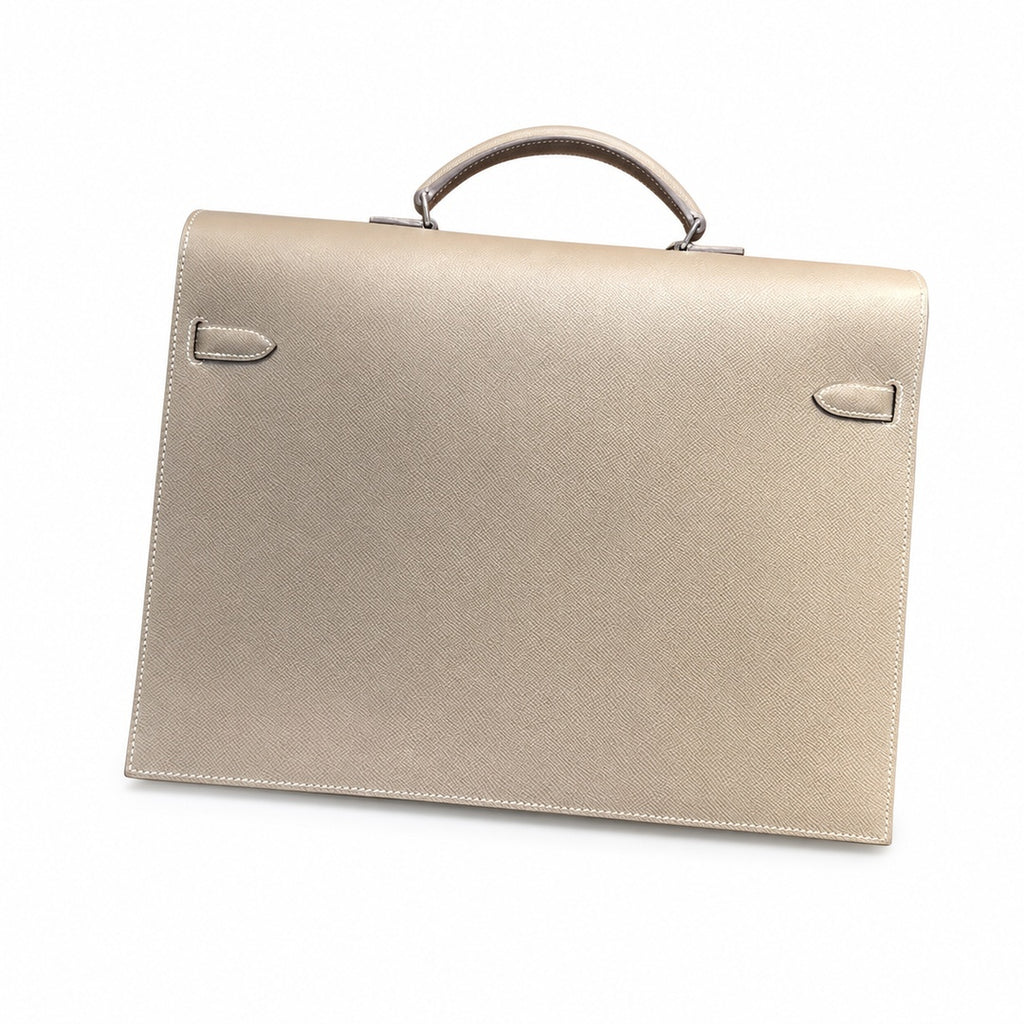 Kelly briefcase 38cm Epsom leather 18 Etoupe elephant gray top handcraft! Counter quality!