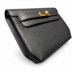kelly Depeches 25cm Epsom leather 89 Noir black top handcrafted! Counter quality!