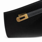 Style: Kelly to go Color: ck89/noir Size: 19*11.5*1.5cm Leather: epsom From France Hardware: gold shoulder crossbody bag, clutch bag, black, cowhide, gold buckle, high-end handmade exclusive customiza