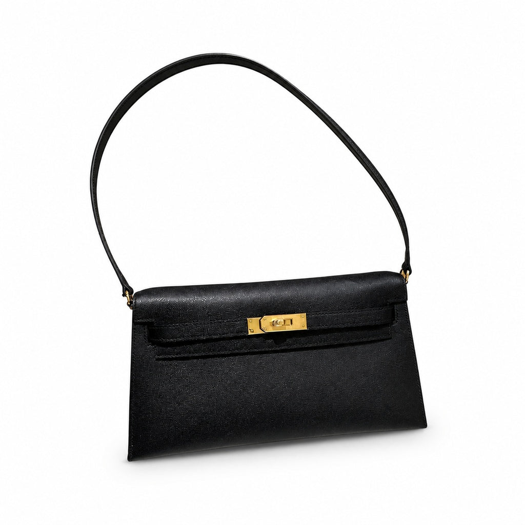 kelly elan、ck89/Black、Epson、gold、all handmade‼ ️H armpit bag, black, palm print, gold buckle, top hand-stitched wax thread production, pure handmade private high-end‼ ️‼ ️Purely hand-made nails, hand-