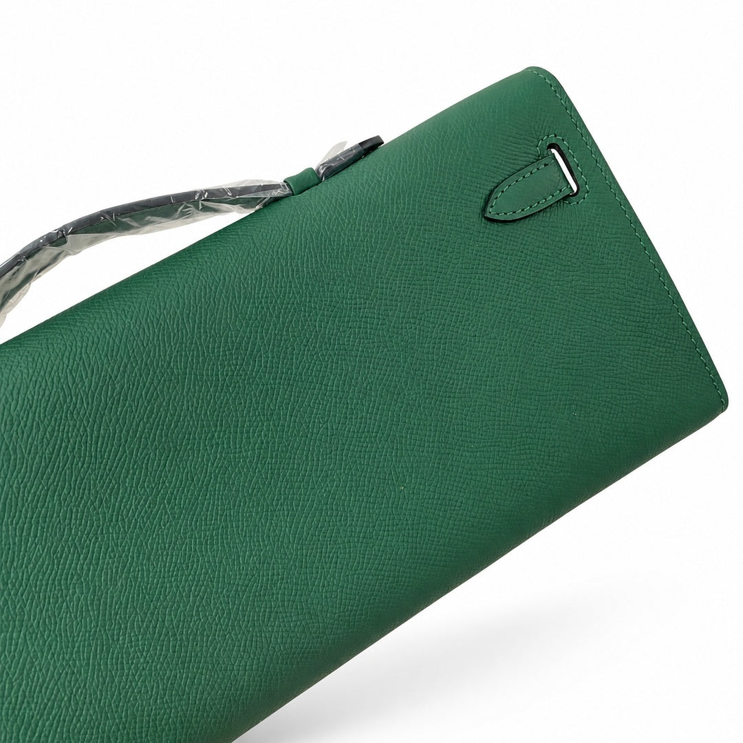 Kelly cut 31 clutch epsom malachite green gold buckle ready stock
